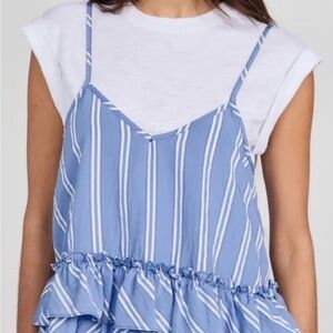 Cinq a Sept Blue and White Striped Top